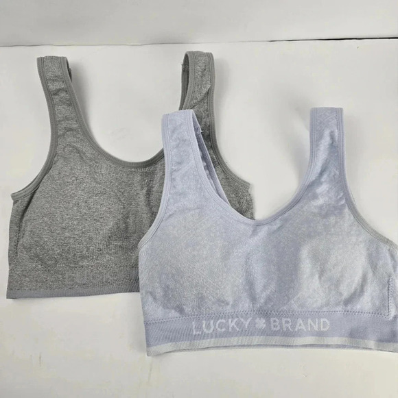 NWOT Lucky Brand Set Of 2 Sports Bras Size M Grey and Light Blue Active Wear - Picture 1 of 9
